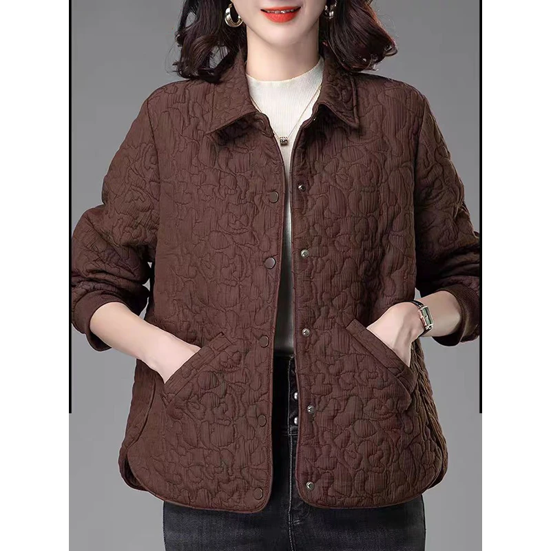 2025春季新款简约通勤复古休闲宽松大码保暖棉服外套