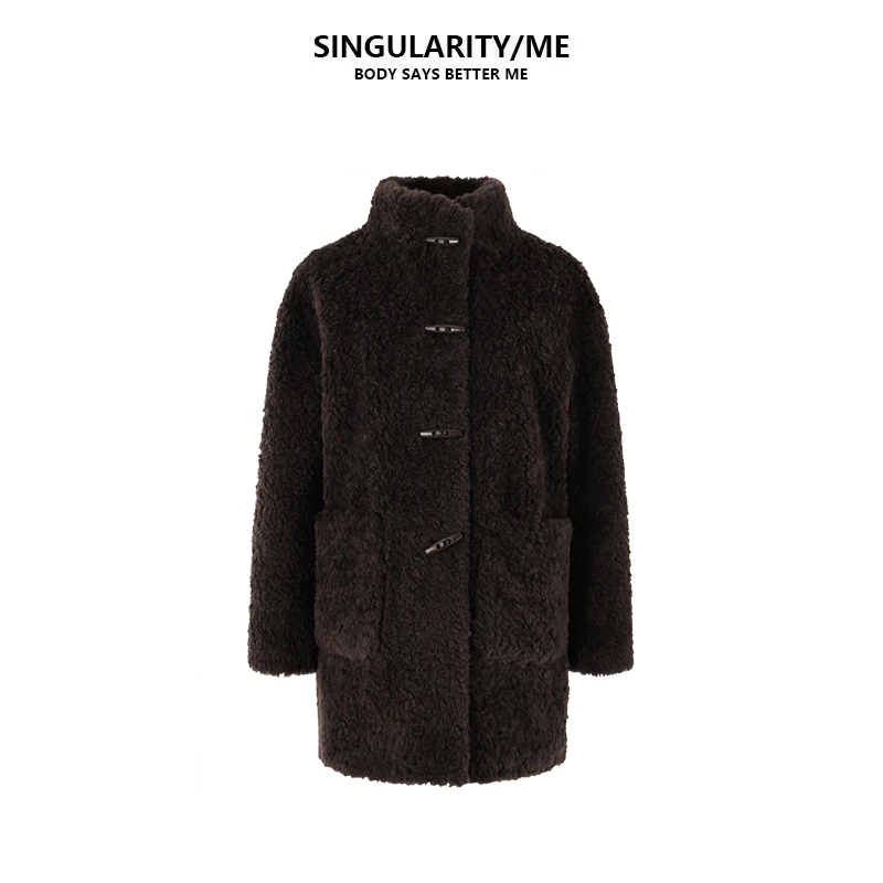 Singularity Me 10AM 8218 羊毛羊羔毛牛角扣宽松慵懒保暖大外套