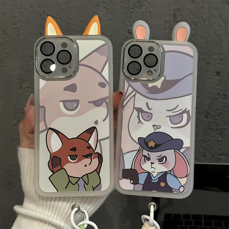 尼克狐狸耳朵适用苹果16pro创意iPhone15手机壳金属镜框华为p小众