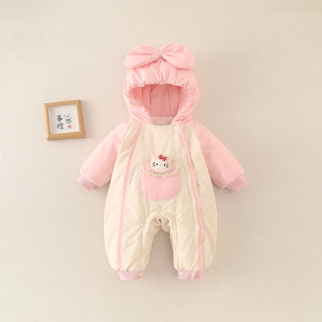 【小猫咪】婴儿冬季加绒加厚连体衣棉服宝宝衣服超萌可爱冬装外出服