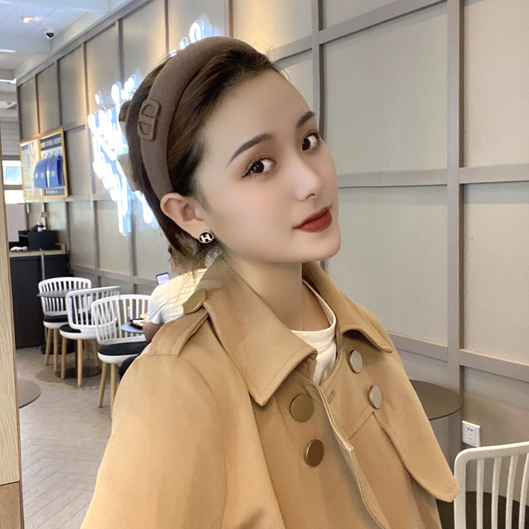 图案磨毛几何韩版奶茶色大地色海绵发箍增高颅顶百搭头箍气质高级