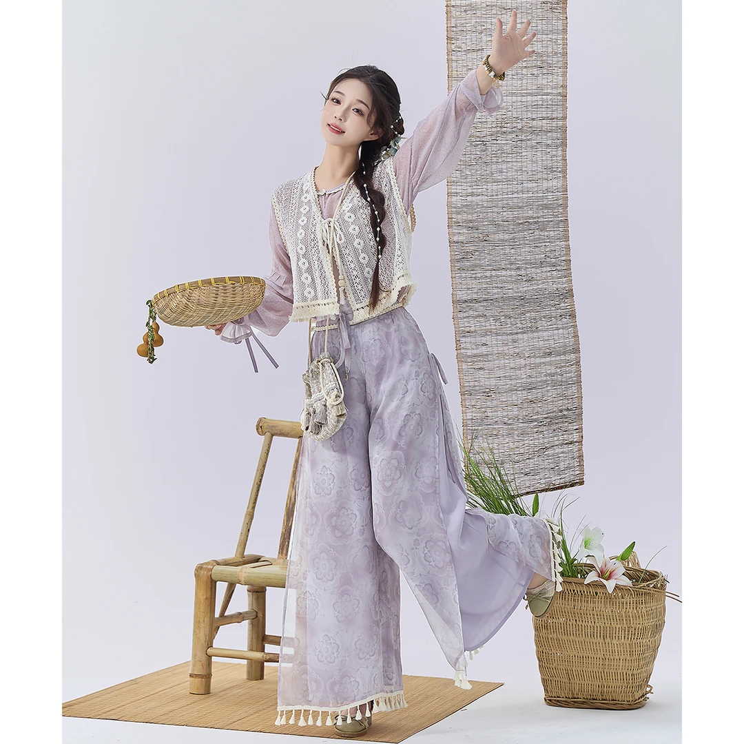 花仙记 【晴云锦-全套】单拍原创汉服女刺绣马甲改良宋裤汉元素