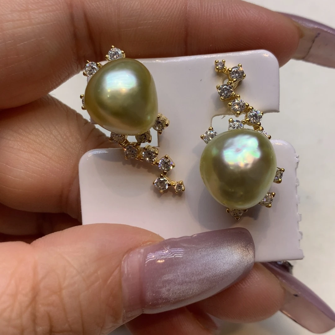 银S925镶嵌耳饰海水珍珠