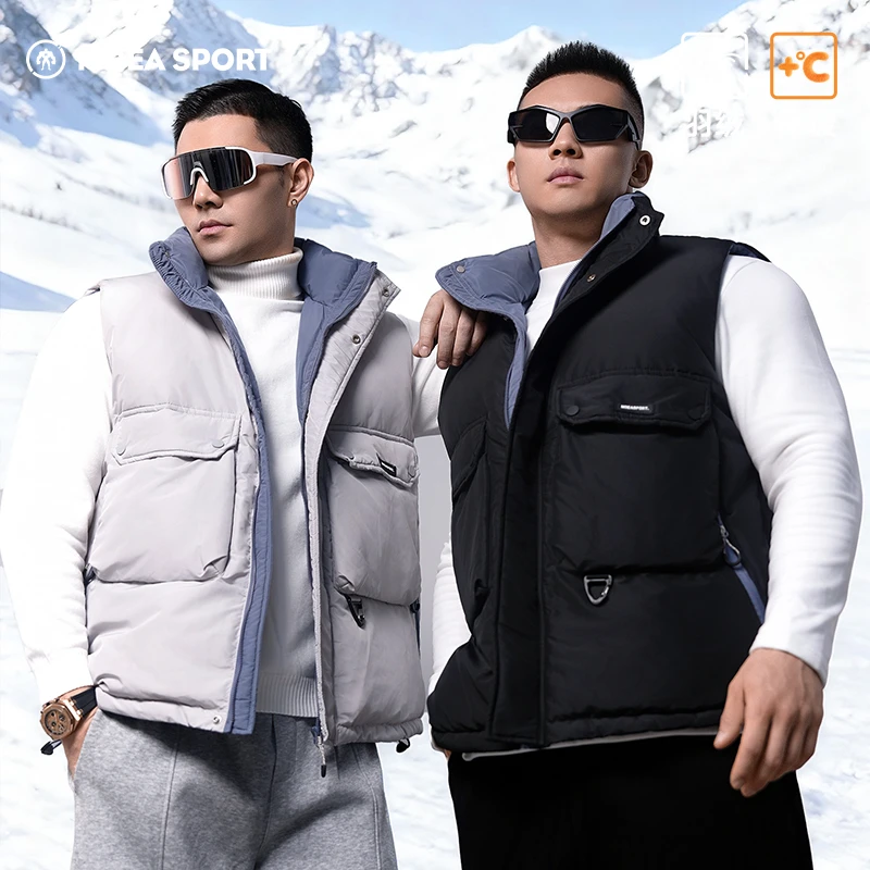 墨立方白鸭绒跑步羽绒服背心秋冬马甲男防风轻薄户外运动保暖骑行