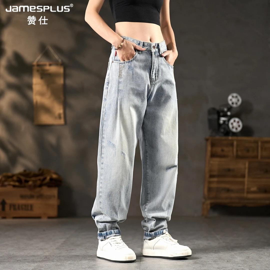 赞仕秋季牛仔裤男士美式休闲宽松百搭水洗潮牌直筒锥形长裤1189