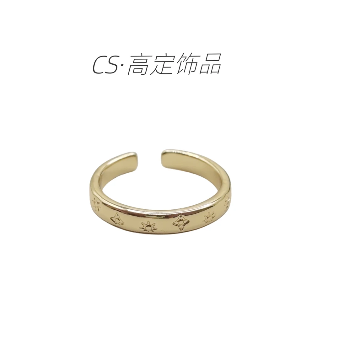 铜合金戒指 J72个性图案雕刻戒指轻奢时尚百搭复古小众简约可调节