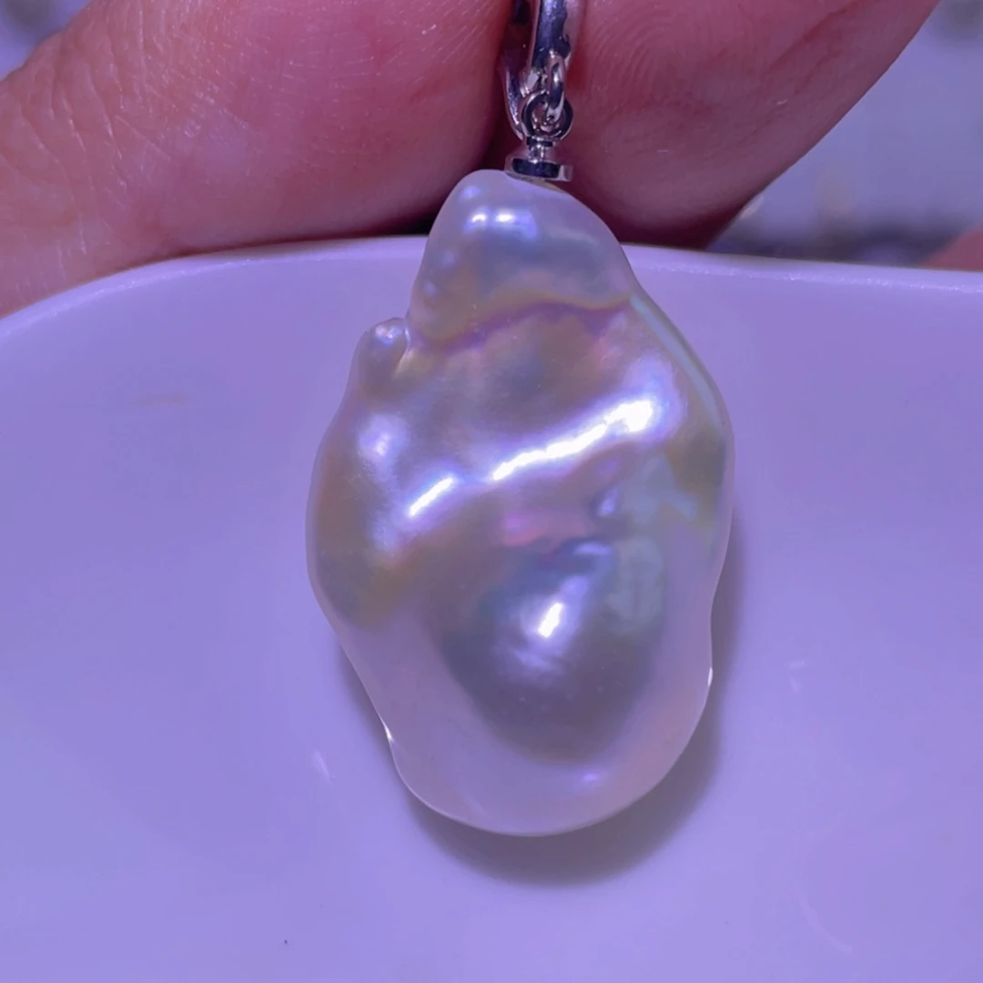 银S925镶嵌淡水珍珠天然淡水珍珠吊坠
