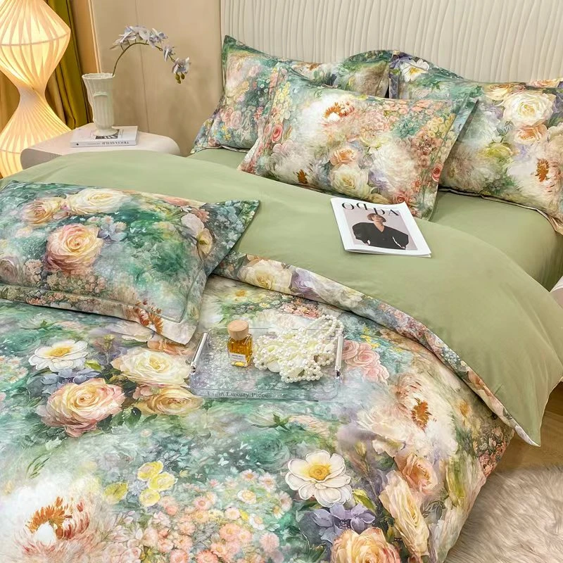 100棉加厚磨毛床上四件套轻奢高级感纯棉高档床品被套床单