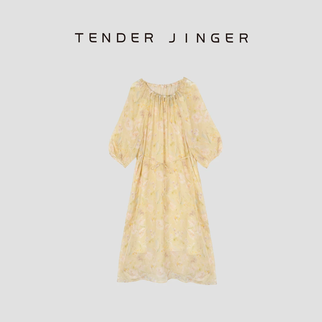 Tender Jinger【专柜】度假风印花桑蚕丝连衣裙T52ZP30828