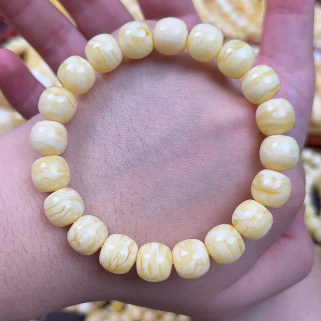 琥珀未镶嵌手串11.3mm浓蜡虎皮纹妖花蜜蜡手串