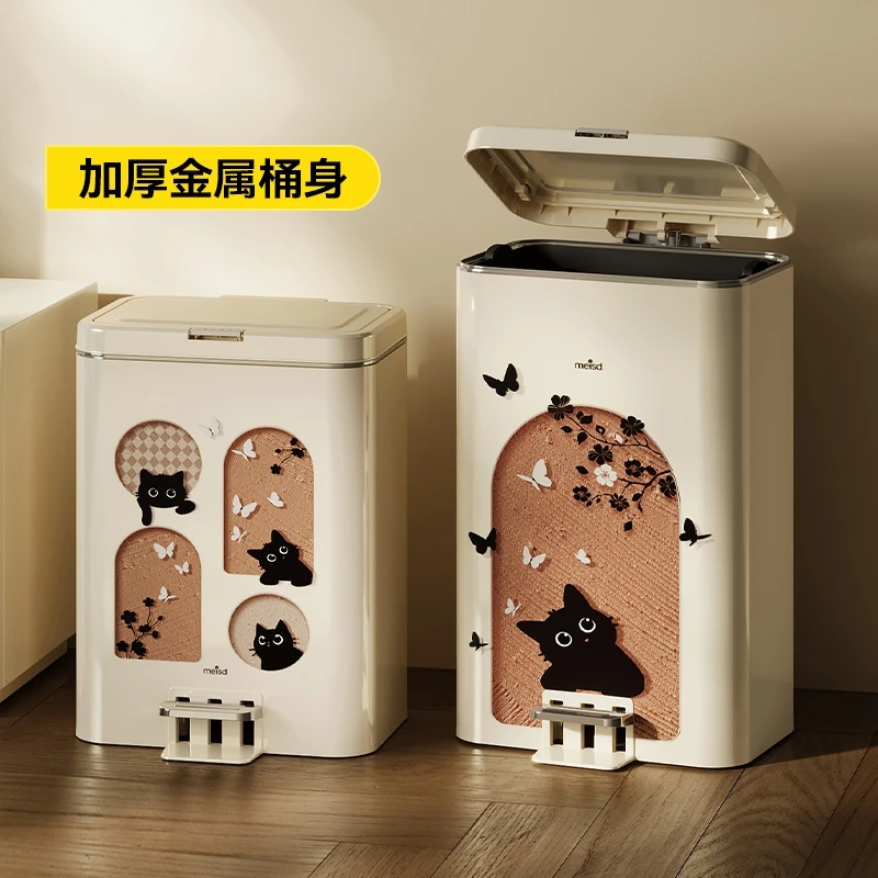 客厅脚踏式垃圾桶不锈钢家用轻奢高档中古风大容量高颜值2025新款