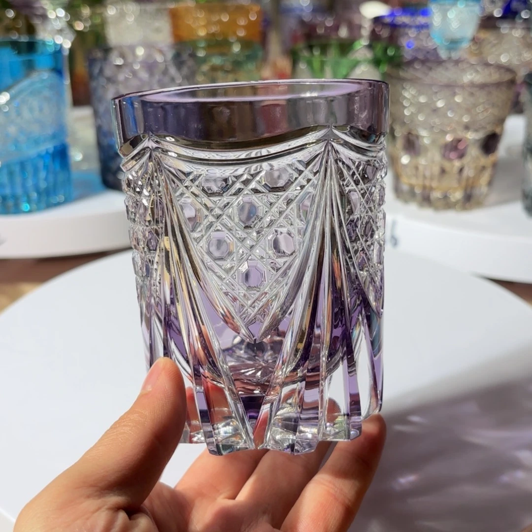 平底款水晶玻璃-江户切子威士忌杯微瑕