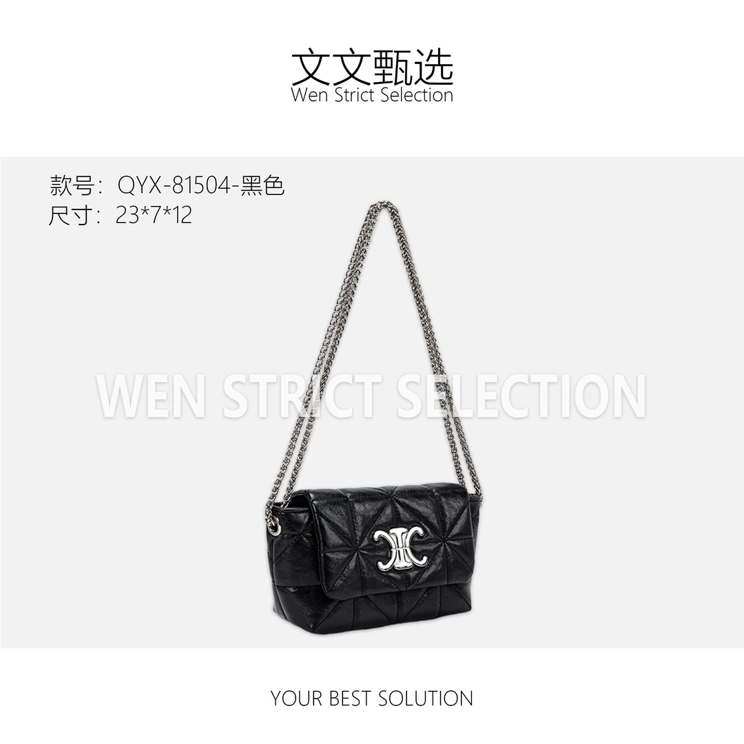 【文文甄选】QYX-81504-黑色 轻奢时尚百搭新款女包
