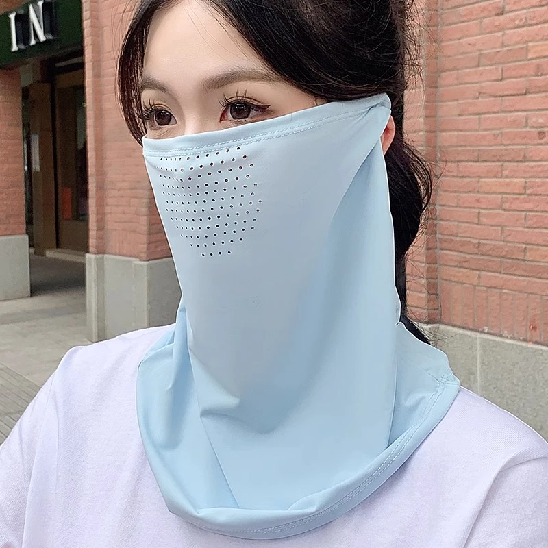 防晒面罩女遮全脸脖子骑行运动挂耳头巾口罩护颈女款冰丝围脖面纱