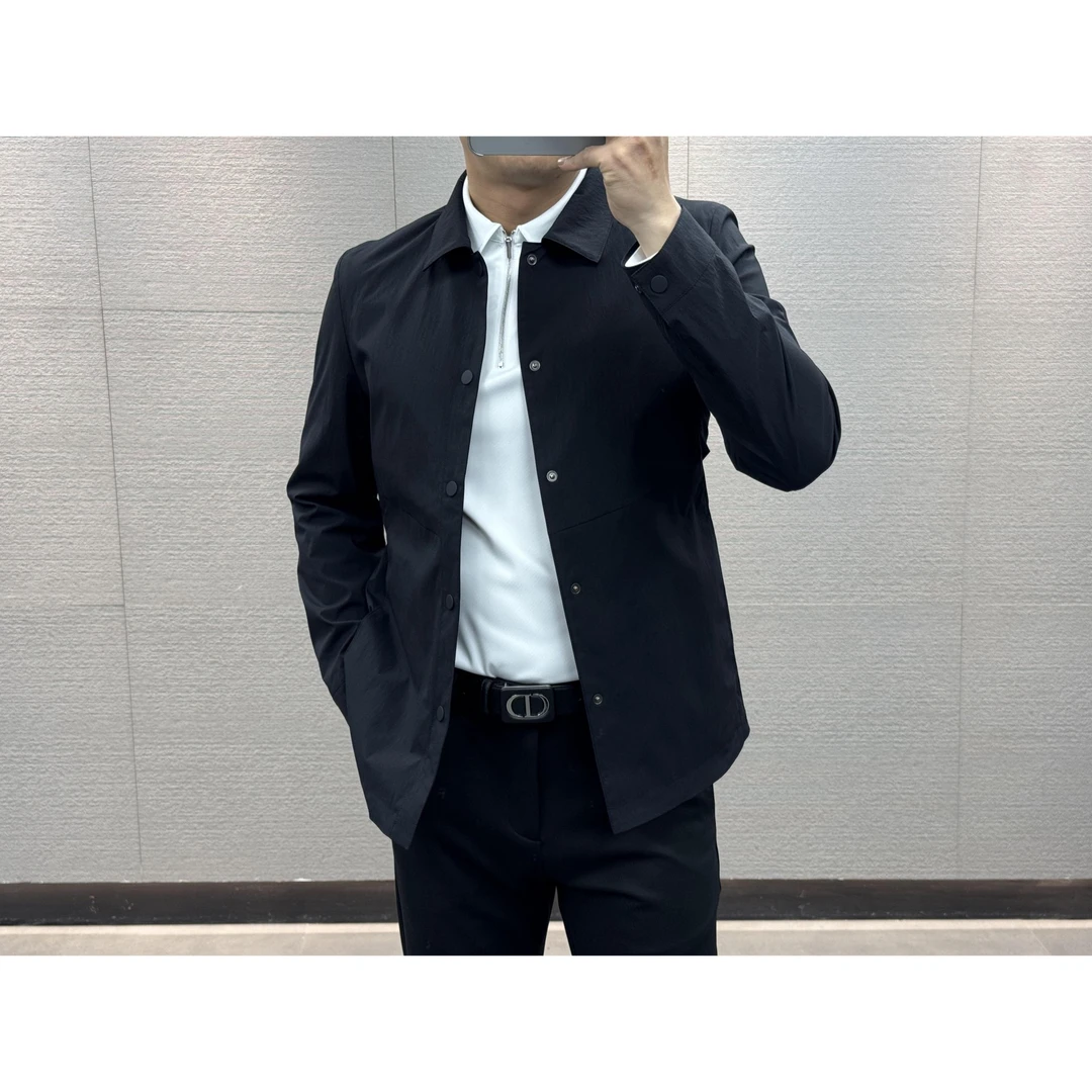 夏季新款男士简约分割长袖翻领按扣薄休闲商务行政风衣外套 GW20