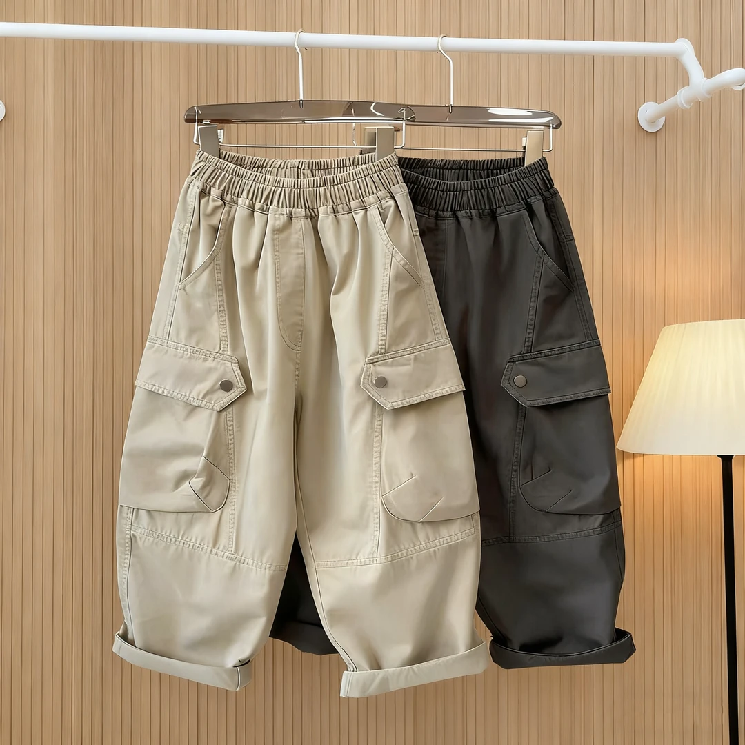 【纯棉水洗】男童纯棉工装裤子秋冬新款儿童阳光中大童长裤帅气休闲