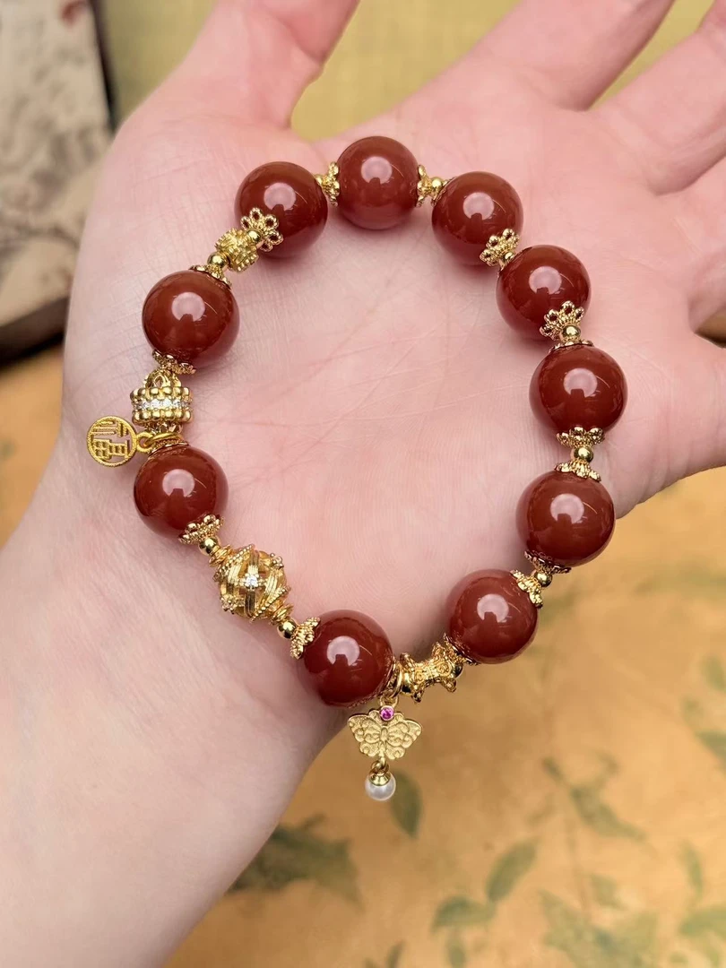 DM-1224-南红玛瑙单圈+蝴蝶配饰（多样性发其一）(YS)