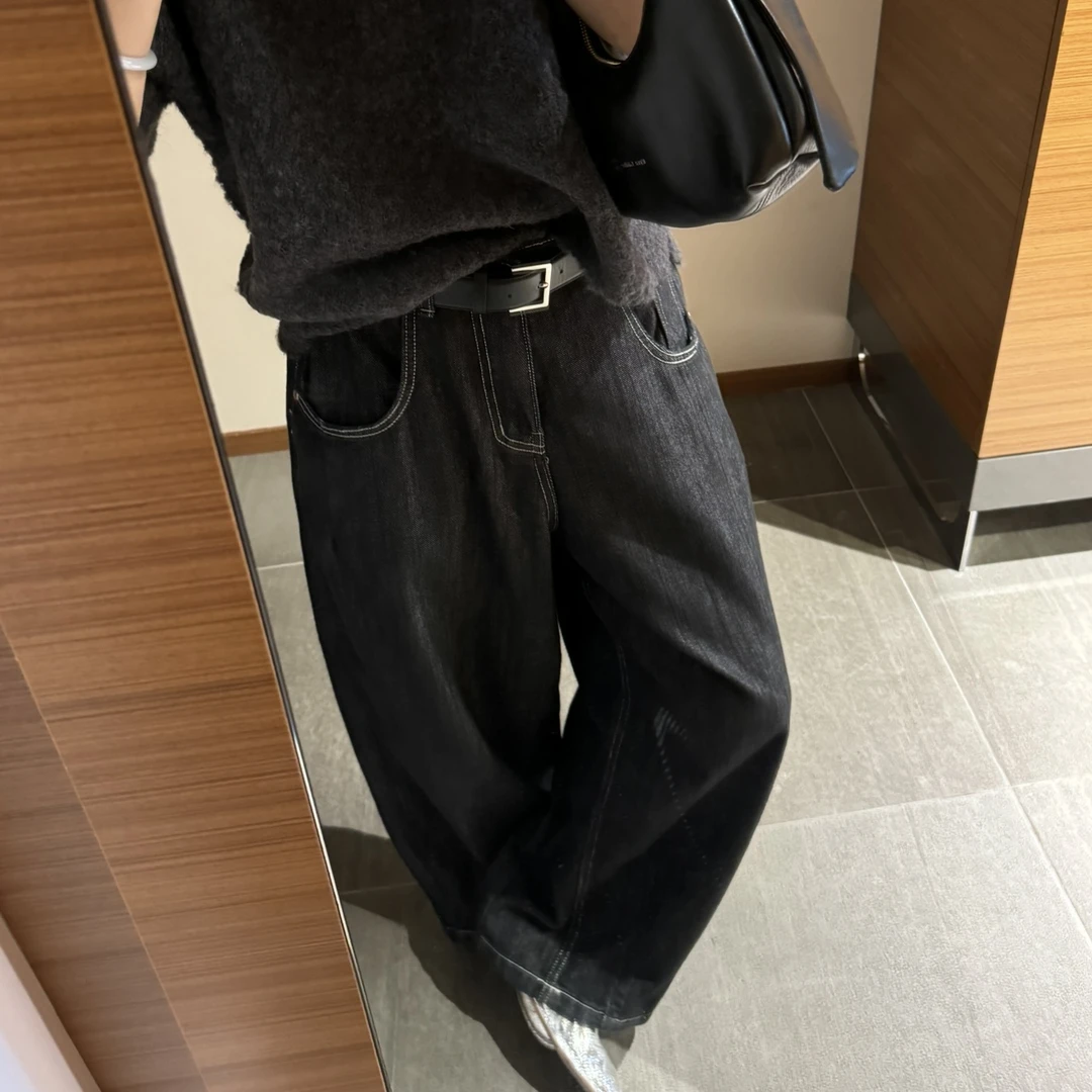 ｛귤 언니｝av设计师可调节雪花牛仔裤