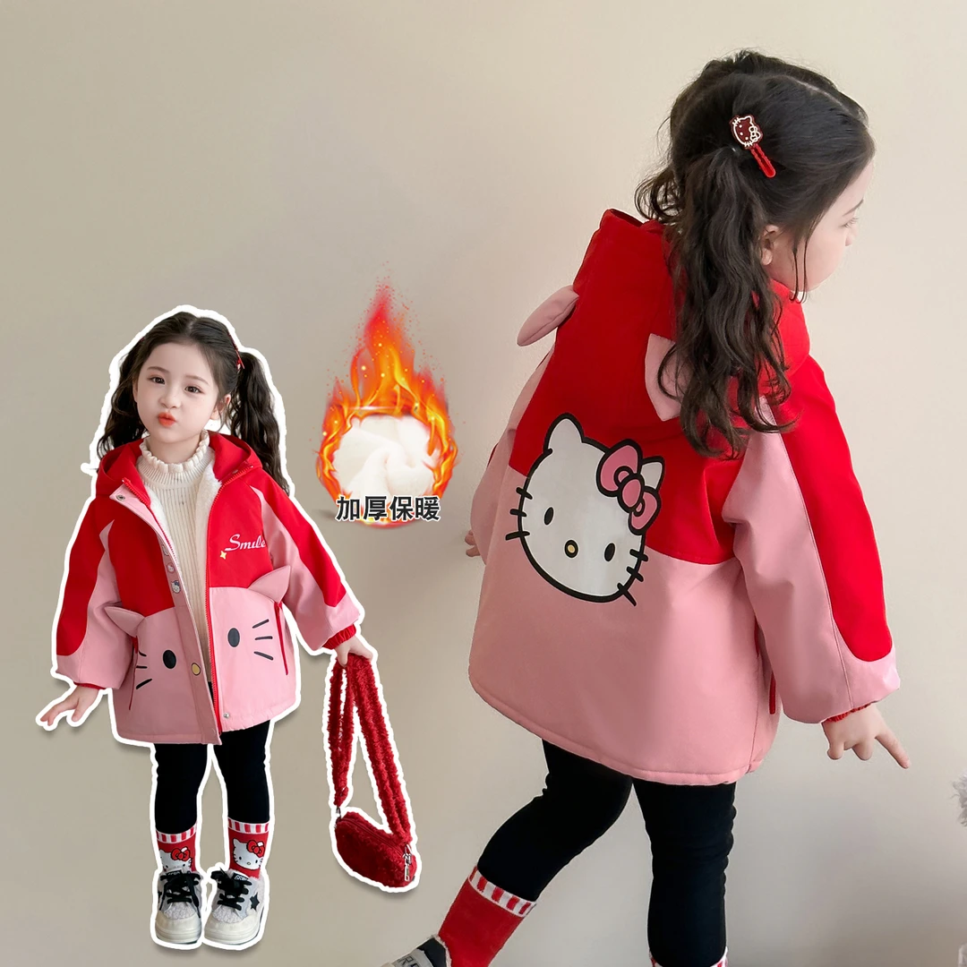 女童加绒冲锋衣儿童秋冬装爆款甜酷洋气中小童女宝宝冬季保暖外套