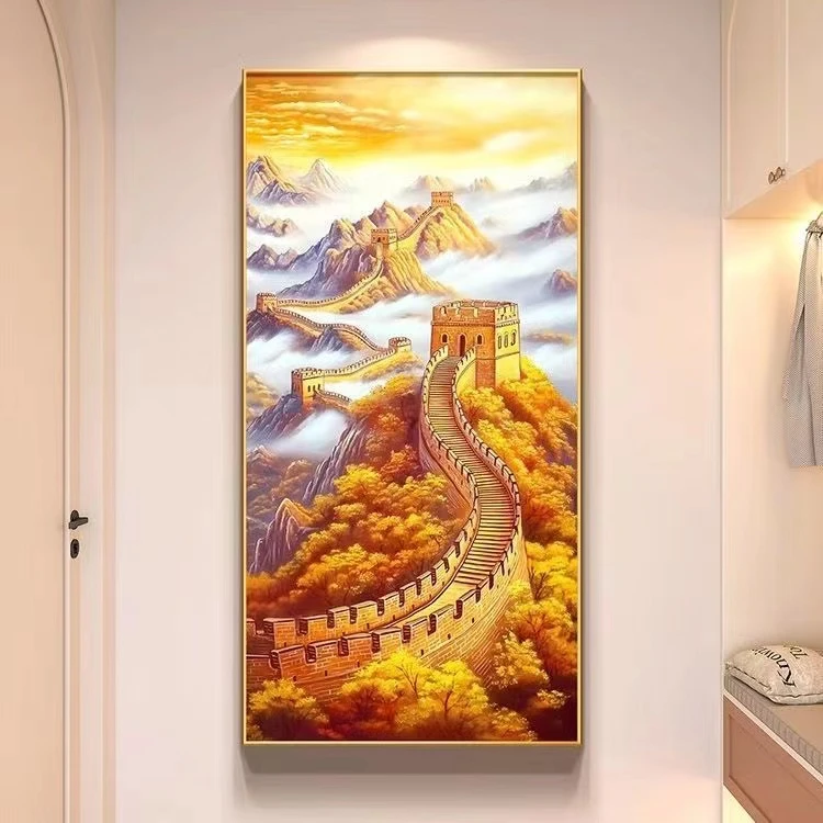 长城玄关晶瓷装饰画欧式入户门挂画走廊过道竖版壁画有框单幅墙画