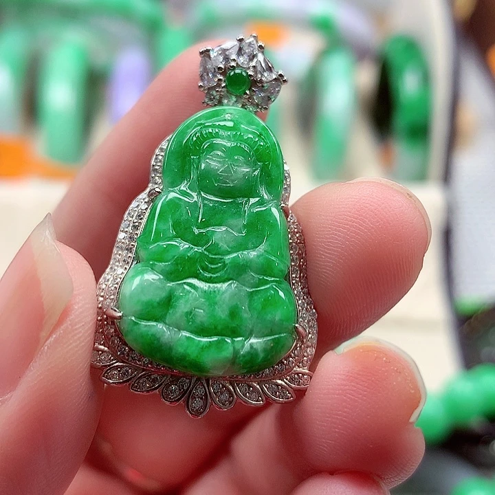 翡翠银S925镶嵌颈饰翡翠