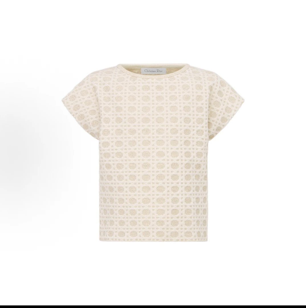 未使用 DIOR/迪奥 Dior米色平纹针织短袖T恤156015