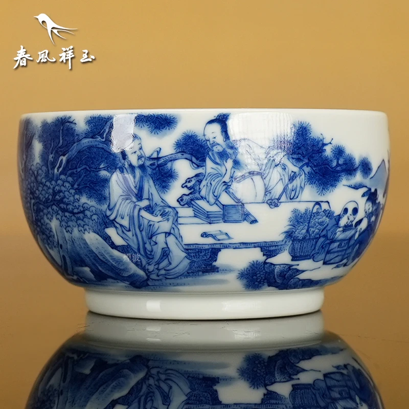 景德镇 春风祥玉 邹俊窑珍藏九字款 历史人物福禄寿 缸杯文玩探宝