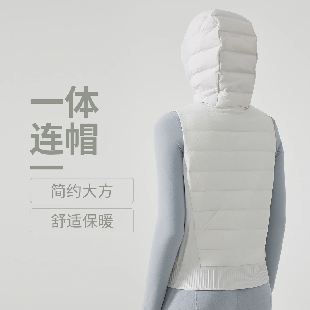 Down for短款连帽羽绒服马甲轻薄修身时尚百搭坎肩运动DAW156