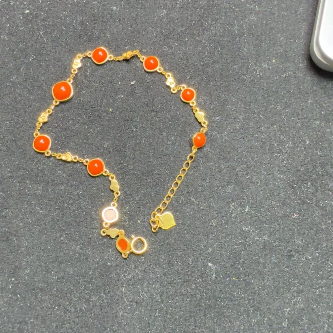 l***界南红玛瑙手链18K金镶嵌