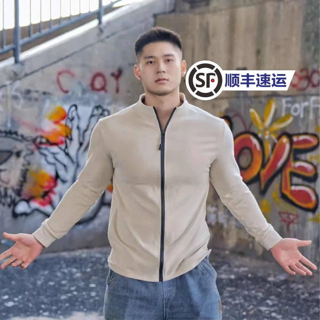 2025冬季新款健身训练跑步长袖轻量夹克全拉链立领户外休闲抓绒衣