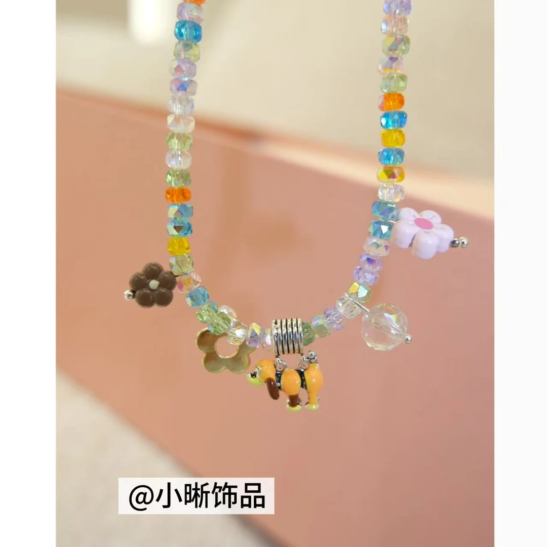 铜合金锆石项链 小众设计夏天必备可爱百搭花朵项链46706