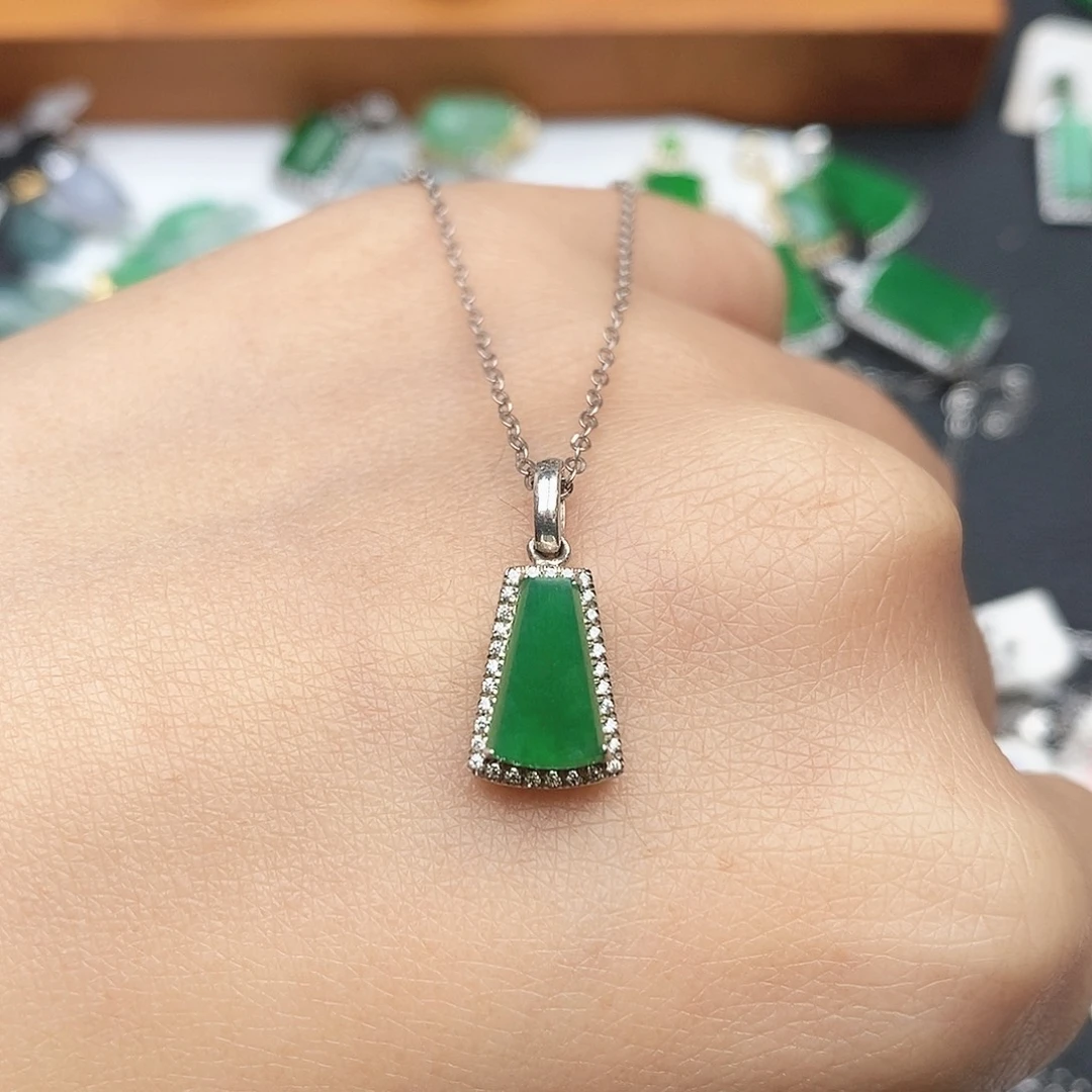 翡翠银S925镶嵌颈饰定制银托