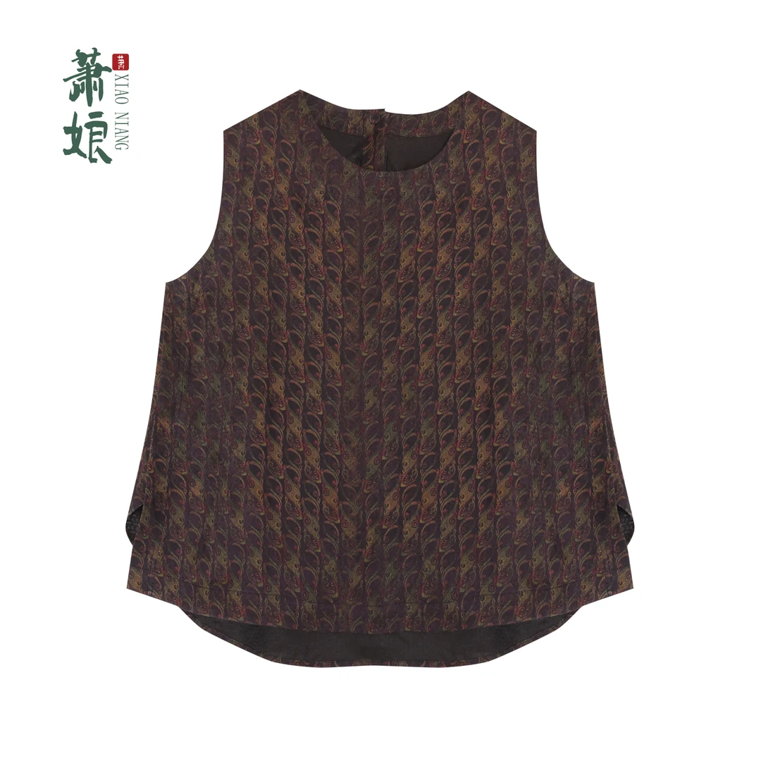 萧娘【青霭】纱萝香云纱桑蚕丝上衣新中式圆领国风女上衣2510