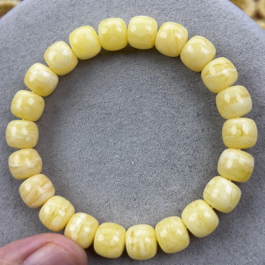 手串蜜蜡未镶嵌纯天然俄料奶白金纹虎皮10*9腕口17+