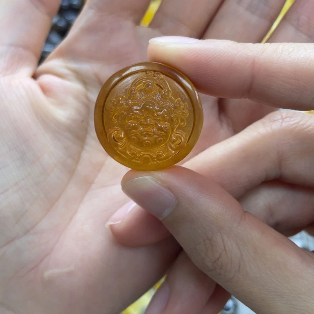 琥珀未镶嵌裸石天然琥珀财神牌