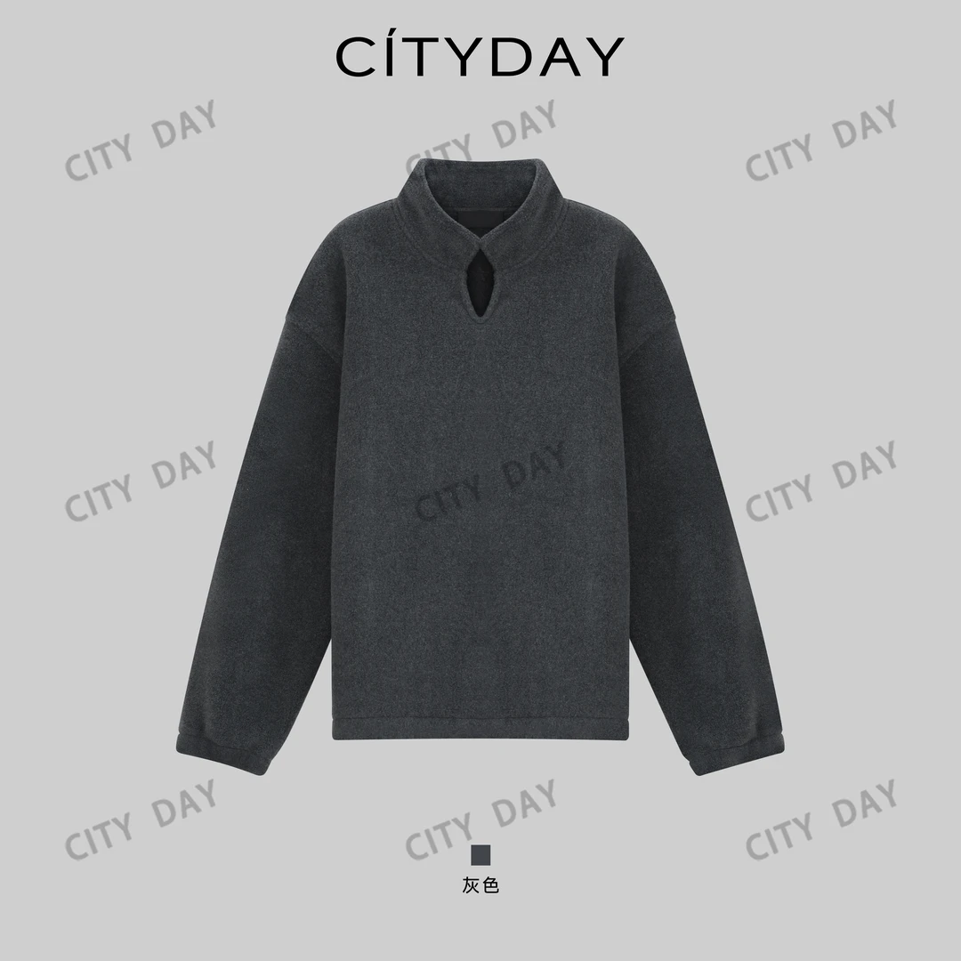 CityDay【灰叔】灰色花园休闲慵懒感简约保暖长袖卫衣 990571
