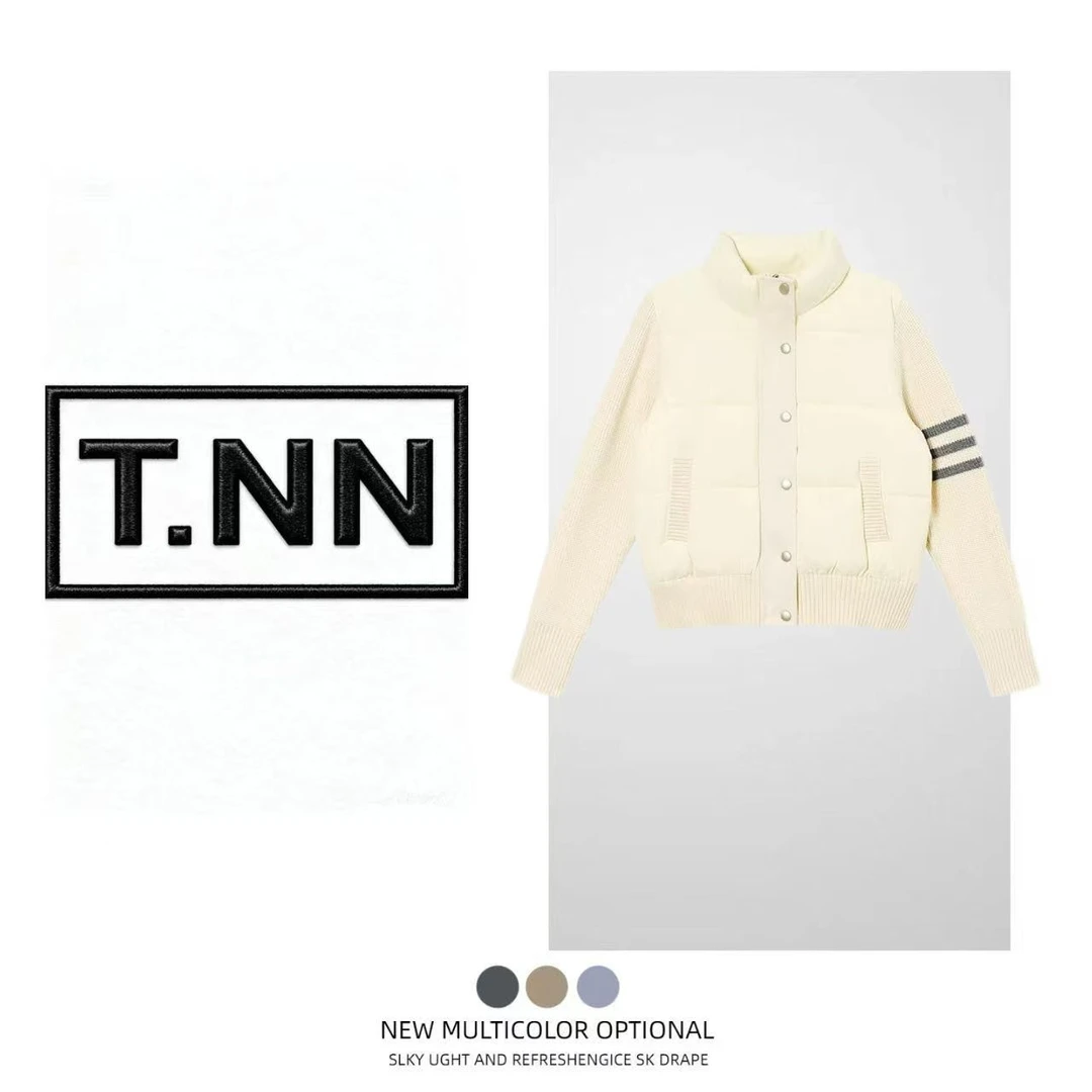 假两件针织条纹拼接袖棉服外套女冬季韩版设计感小众短款学生棉袄