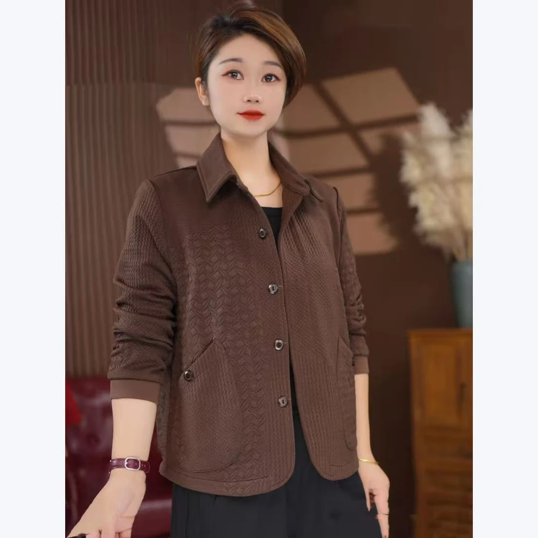 2025年早秋新款原创纯色提花开衫外套-丹姐-Y09