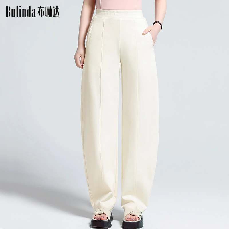 布琳达夏季天丝棉麻阔腿裤女2025薄款高腰宽松垂感休闲裤子香蕉裤