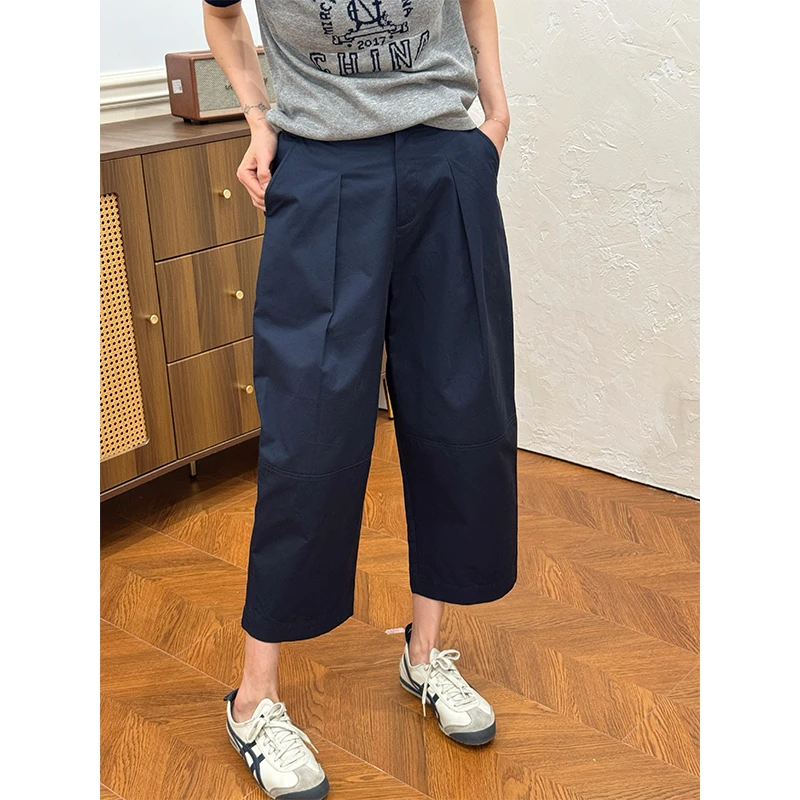 LANGQING 日系复古微镰刀纯棉直筒裤44432/44476#