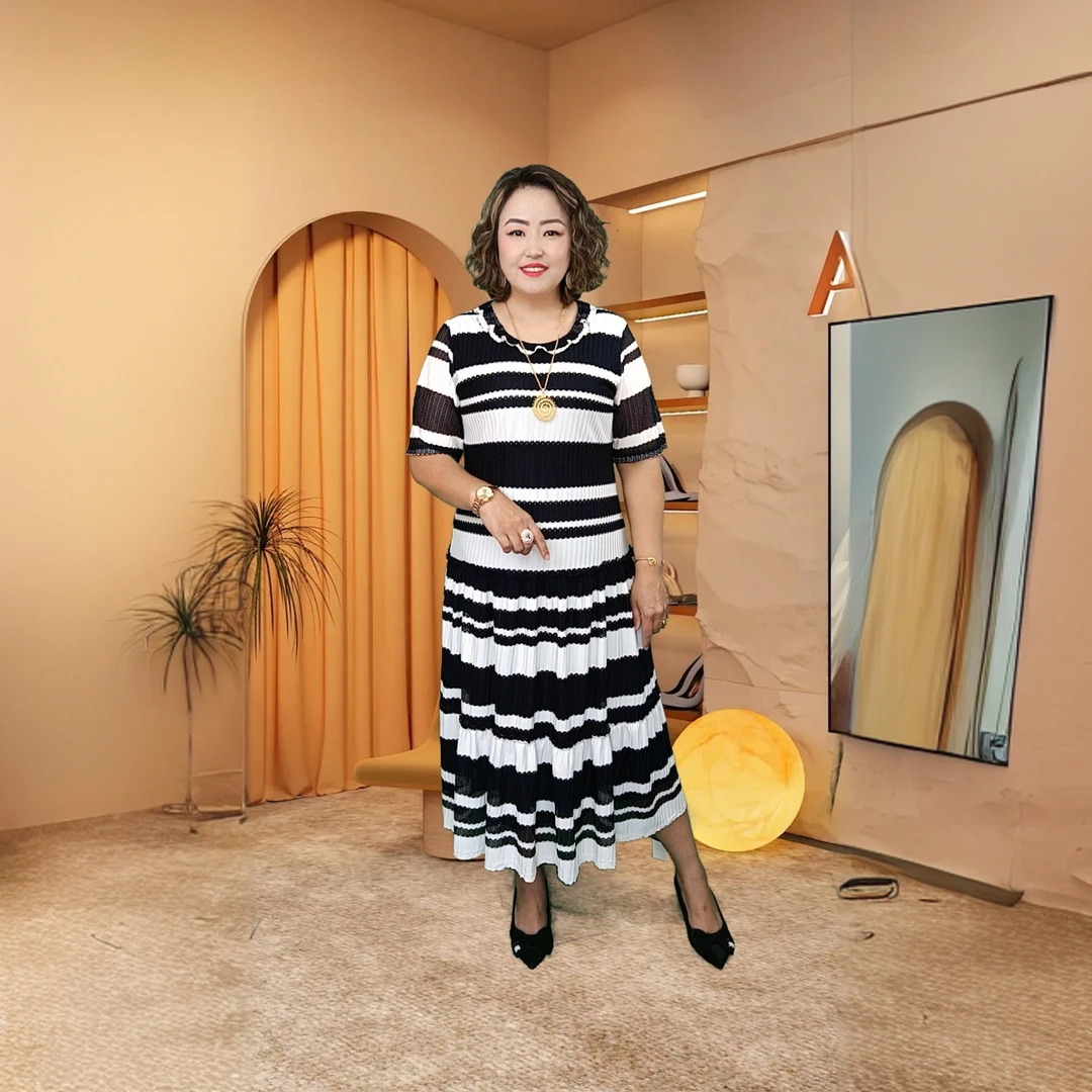 黑色短袖连衣裙设计感宽松显瘦蕾丝拼接长裙女夏季