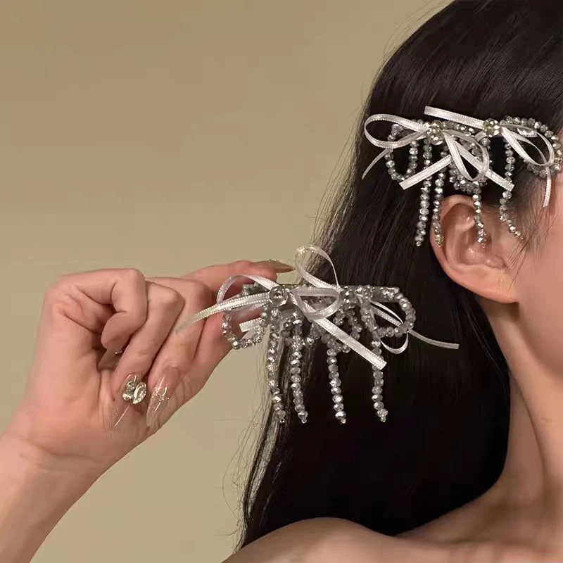 【灰天鹅】韩系气质蝴蝶结发夹甜美双马尾侧边夹子发卡发饰头饰女