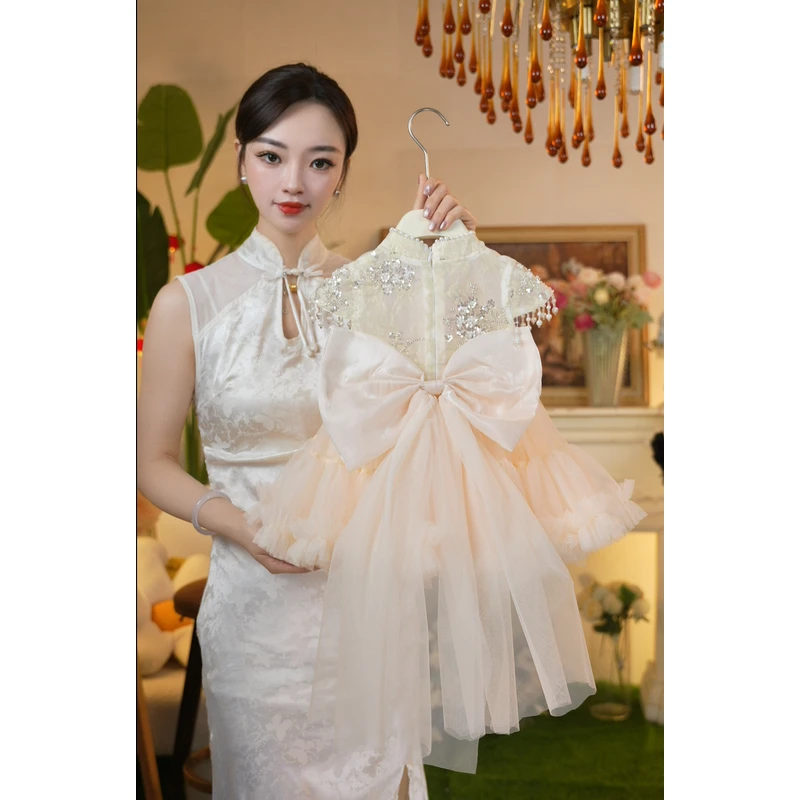 ALONG 女童新中式旗袍透气清凉感连体裙夏季新款GZQ25399