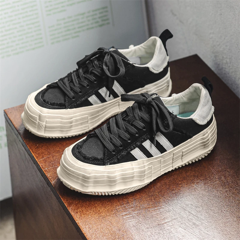 【明星厚底乞丐鞋】帆布鞋溶解鞋脏脏鞋复古运动做旧鞋情侣板鞋