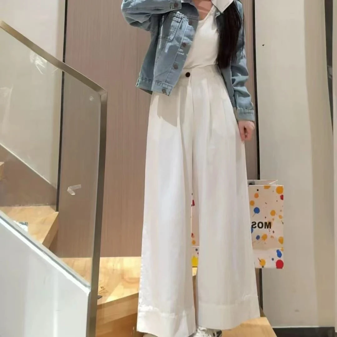 韩系半松紧水洗棉阔腿裤1828