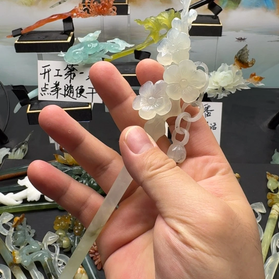岫玉发饰未镶嵌明君玉簪就是好看