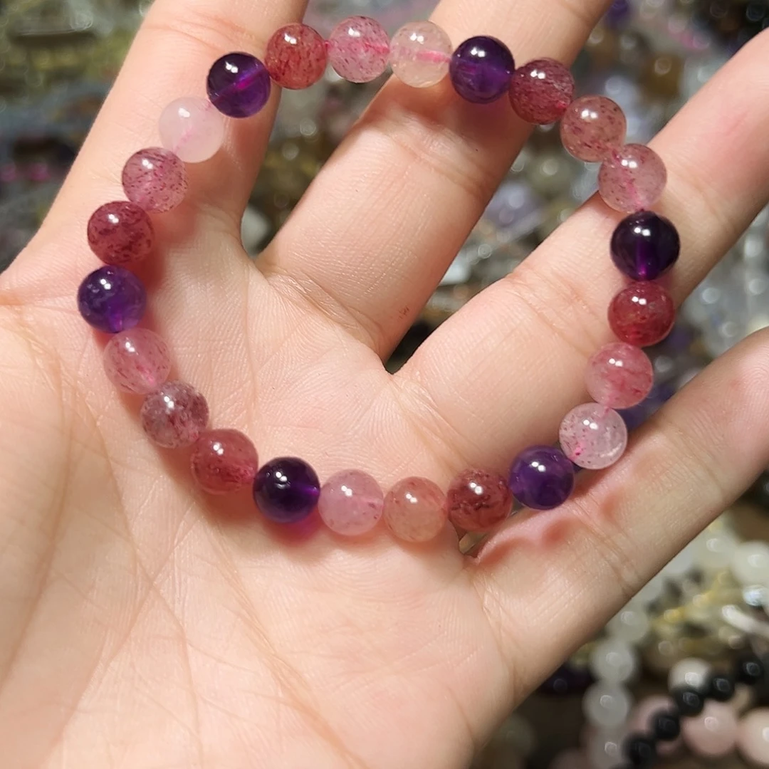 水晶手链未镶嵌草莓晶多宝