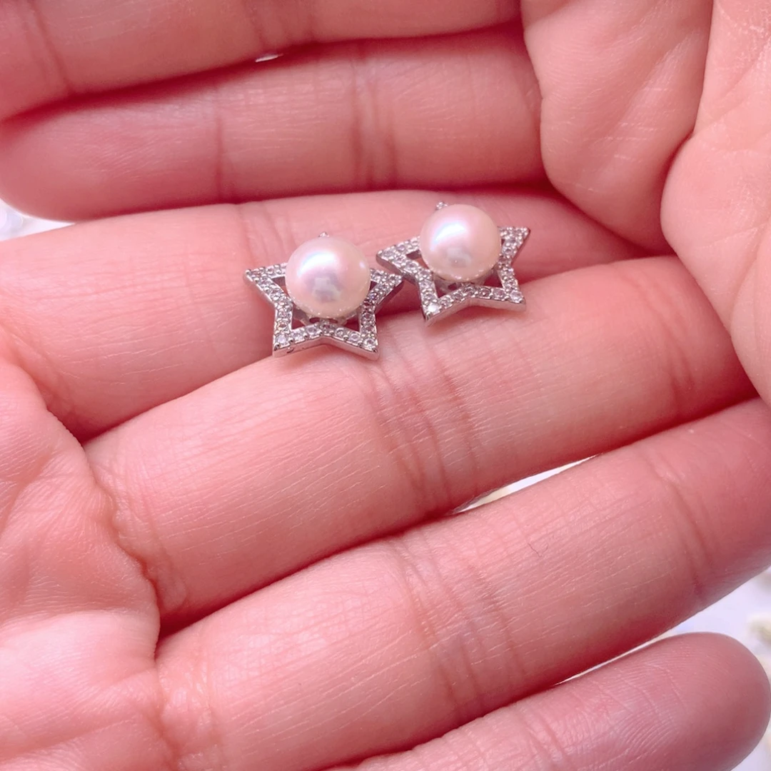 淡水珍珠合金耳饰