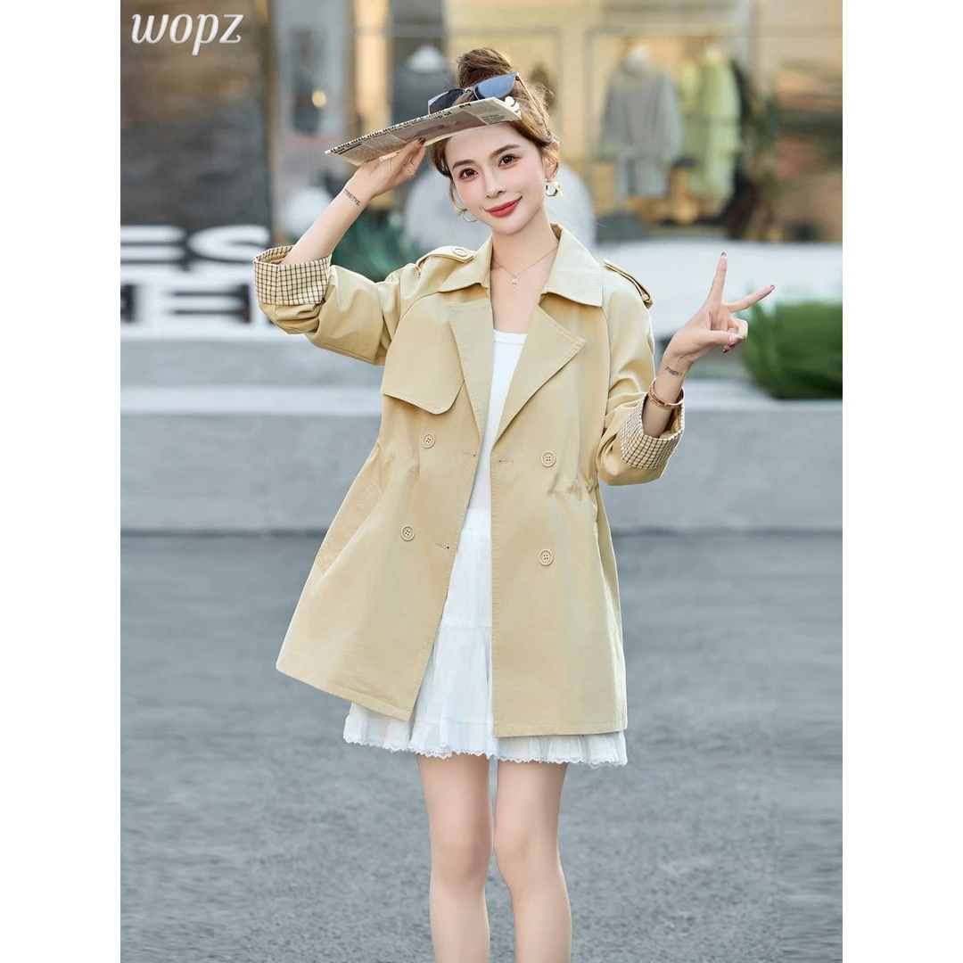 高级感流行卡其色风衣外套女2025春秋季新款韩版休小个子休闲风衣