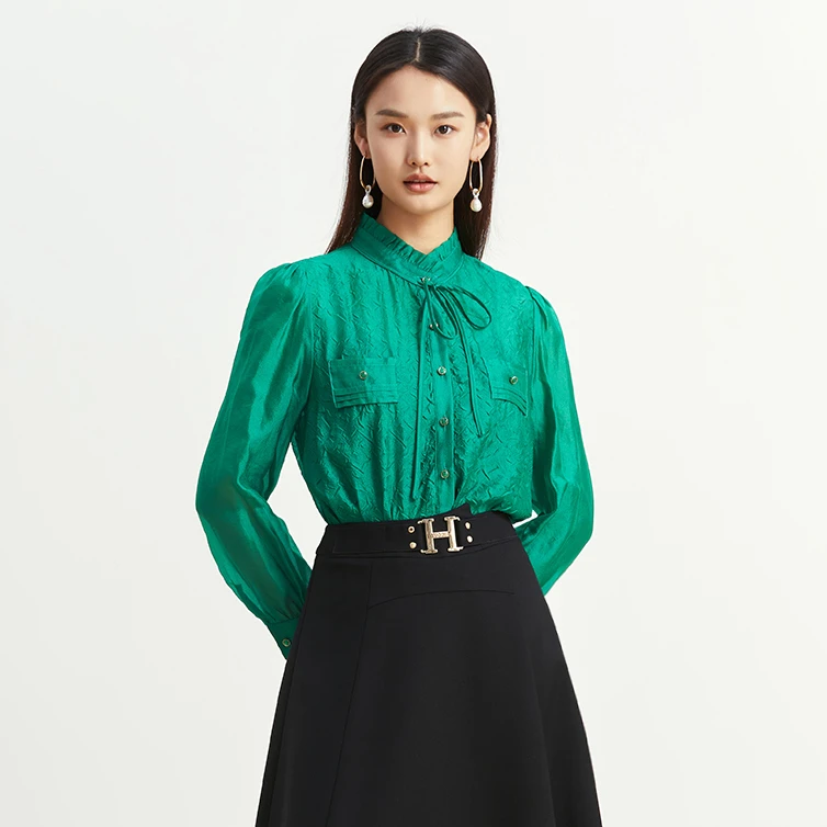 茜舞衬衫女2025时尚气质长袖休闲百搭衬衣【13C310】